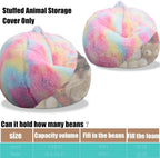 Fluffy Stuffed Animal Storage Bean Bag Chair Cover (No Filler), Faux Fur Comfy Bean Bag Cover for Organizing Plush Toys or Textile, for Adults Teens Kids Girls, Rainbow
