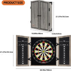 Dartboard Cabinet Set with 18" Bristle Dartboard - Self-Healing Sisal, 6 Steel Tip Darts, Scoreboard & Chalk - All-in-One Game Room Set for Home, Bar, Garage (Gray)