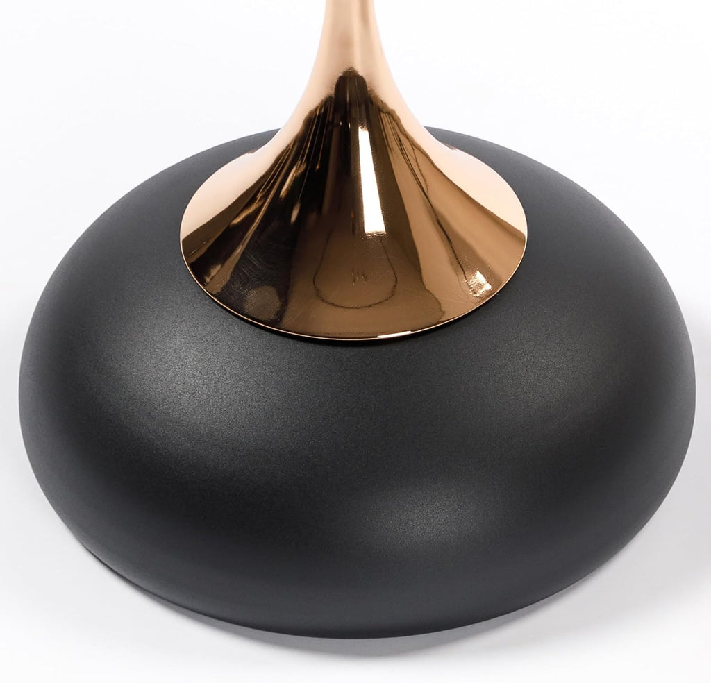 15.7" Round Side Table Gold Metal Pedestal, Hourglass Mermaid Tail Art Deco End Table, Modern Minimalist Accent Drink Martini Table for Small Spaces, Living Room Apartment Cafe (Black)