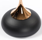 15.7" Round Side Table Gold Metal Pedestal, Hourglass Mermaid Tail Art Deco End Table, Modern Minimalist Accent Drink Martini Table for Small Spaces, Living Room Apartment Cafe (Black)