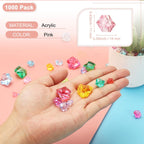 M METERXITY 1000-Pack Fake Ice Rocks, 6x9mm Fake Crushed Ice Acrylic Gems Diamonds for Vase Fillers/Fish Tank/DIY Crafts [Pink]