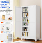 GAIOUS 75.2" Tall Metal Storage Cabinet with 2 Doors and 5 Adjustable Shelves, New upgrade Kitchen Pantry Cabinet, White Freestanding Cupboard, 6 Tier Steel Storage for Office, Kitchen, Dining, Garage