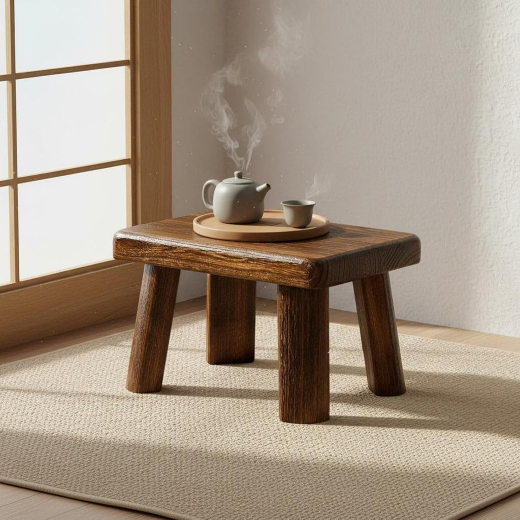 Wooden Square Stool Chinese Sturdy Wood Footstool Sturdy Wooden Footstool for Kids, Entryway, Tea Room, Large Tall Solid Wood Stool