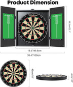 Panana Steel Tip Dartboard Cabinet Set with 6 Darts, 2 Sets of Flights, and Scoreboard Doors for Family Game Pub Target Board