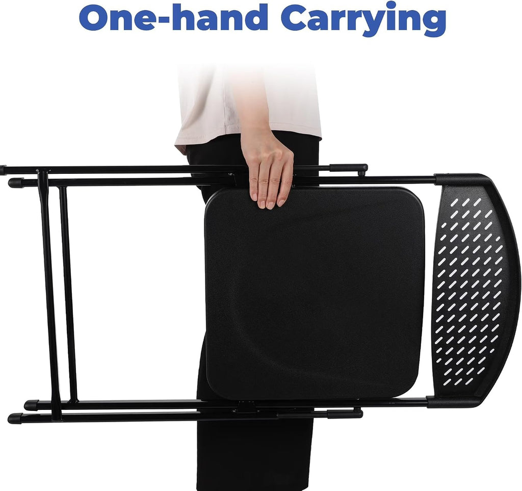 Lightweight Plastic Folding Chair, Portable, Breathable backrest, Non-Slip Rubber feet, Black.