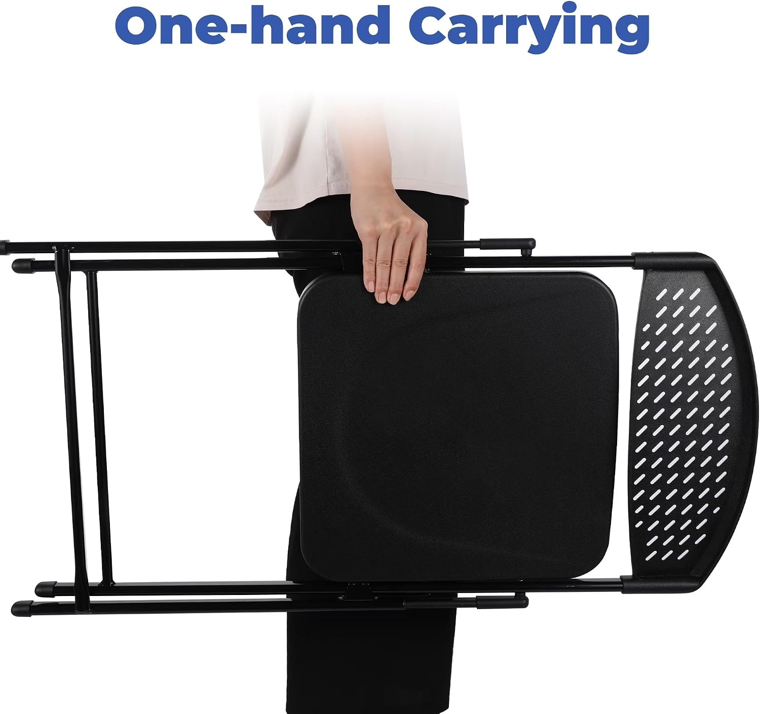 Lightweight Plastic Folding Chair, Portable, Breathable backrest, Non-Slip Rubber feet, Black.