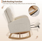 Modern Rocking Chair for Living Room, Comfortable Recliner Rocker with Side Pocket, Soft Linen Upholstered Glider Chair for Bedroom, Nursery, Lounge-Beige