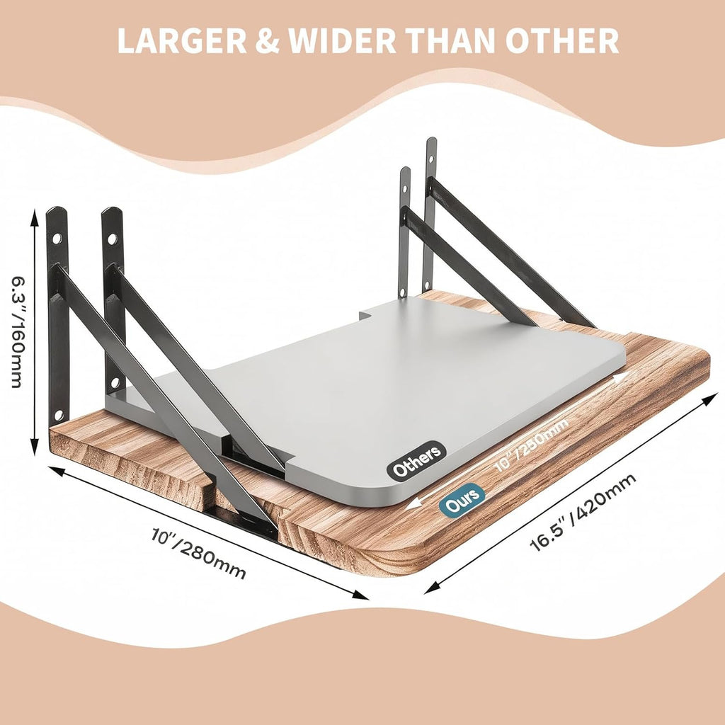 Projector Shelf,16.2" x 11"(L*W),Router Wall Mount Floating Shelf,Projector Mount Rack Holder,Modem Cable Box for Xbox Series PS5 PS4 Wood SS1