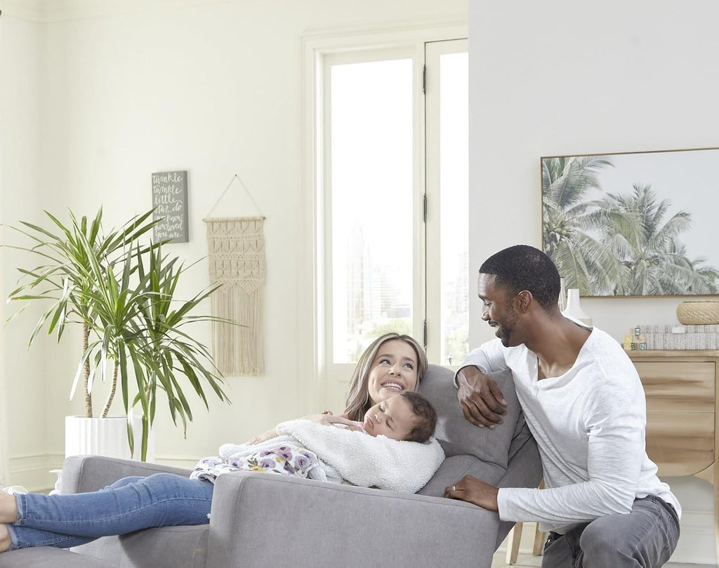Nurture& Gliding Ottoman - Premium Ottoman Footrest for Nursery or Living Room, Features Premium, Stain-Resistant Performance Fabric in a Sleek, Smooth Glide Design. (Gray)