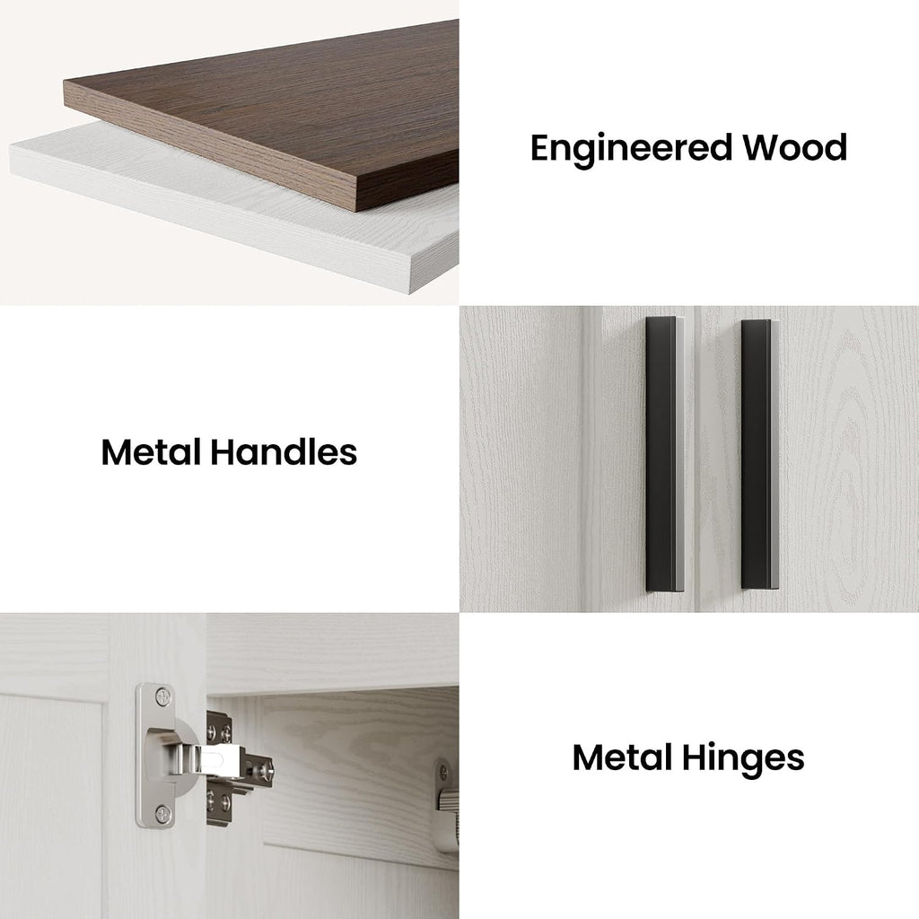 ANCTOR Freestanding Wardrobe Closet 70.6" H, Tall Armoire Wardrobe Closet 3 Doors with Hanging Rod, Drawers, Adjustable Cube Shelves and a Closed Cabinet Organizer Modern Bedroom Clothes Cabinet