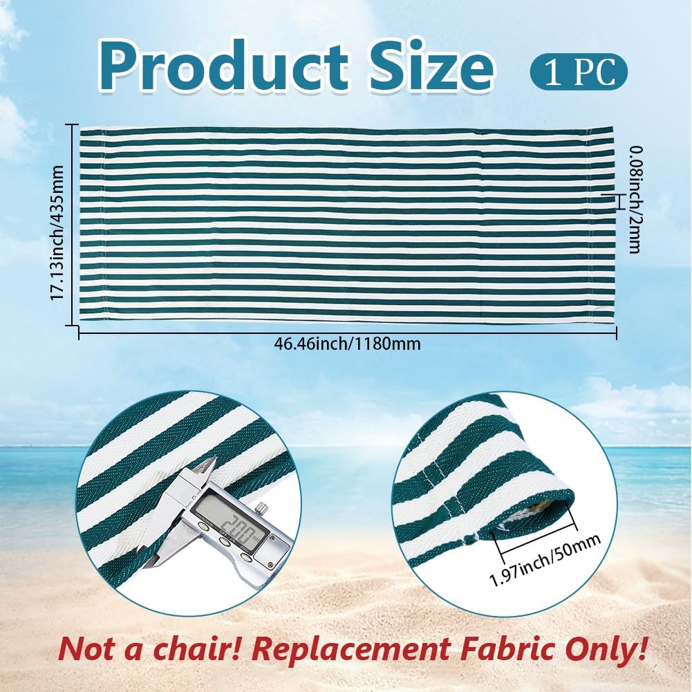 GORGECRAFT 118X43cm Beach Sling Patio Chairs Canvas Folding Chair Replacement Outdoor Chairs Cloth Replacements Twill Weave Dark Green Portable Reclining Sling Chair Fabric for Summer Vacation Garden