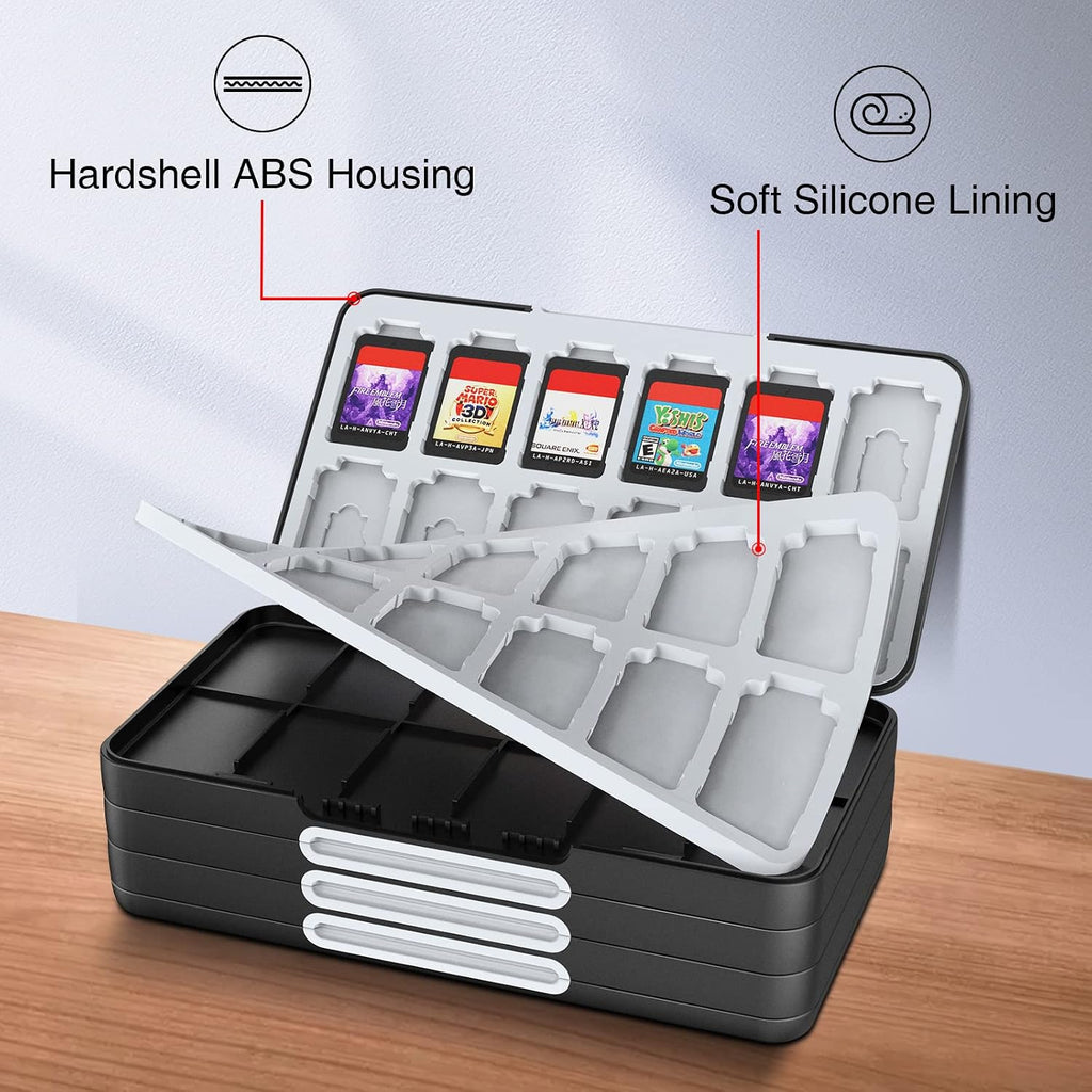 HEIYING Game Card Case Holder Compatible with Nintendo Switch 2/OLED /Lite ,Portable Memory Card Storage Case with 96 Games Cards Slots and 24 Micro SD Cards Slots