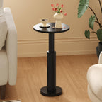 LAATOOREE Small Round Side Tables Set of 2, Drink Tables, Accent Coffee Tables, Pedestal End Tables with Thick Solid Wood Legs for Living Room,Sofa Couch,Small Spaces,Bedroom (2, Black)