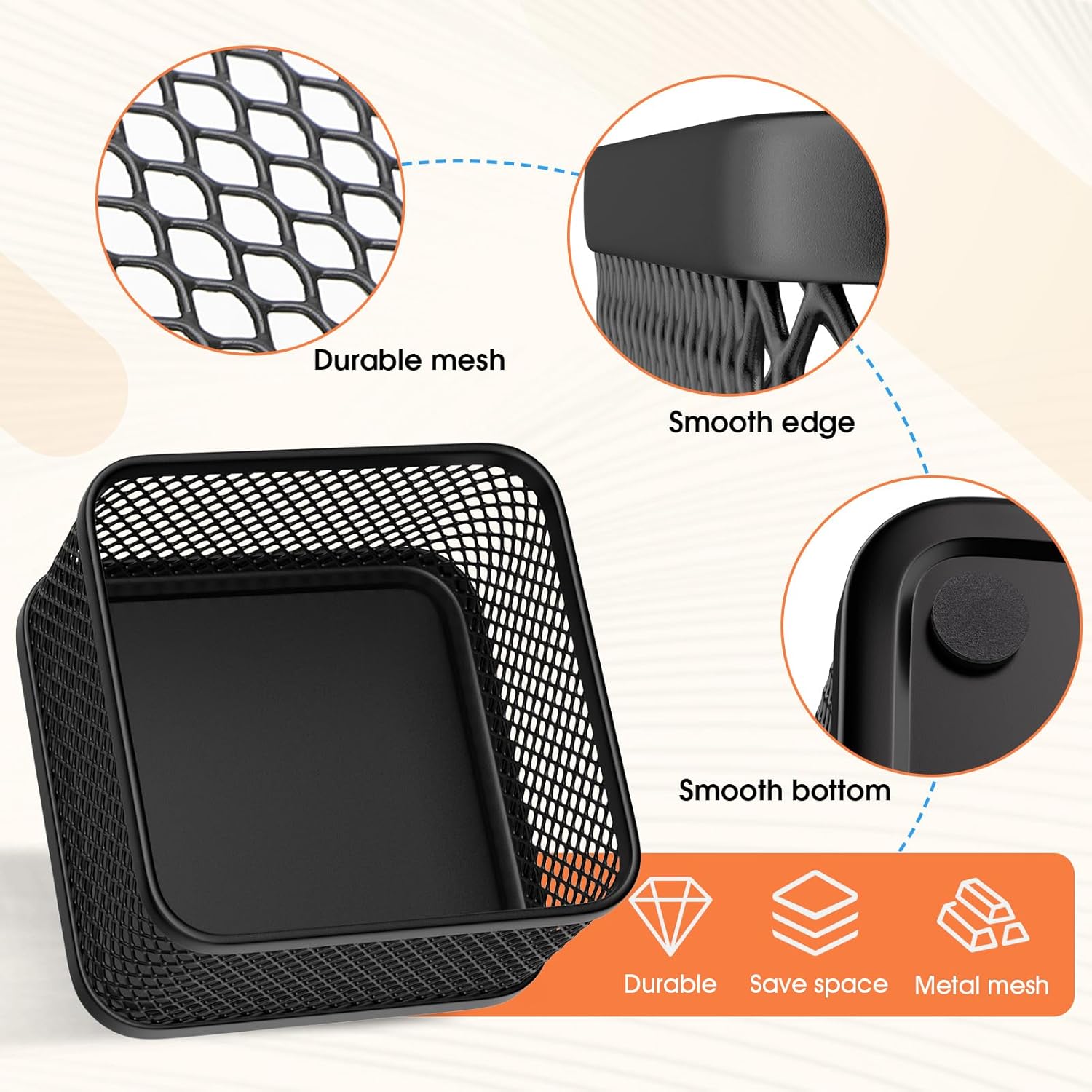 MaxGear Paper Clip Holder 4 Pack, Stackable Paperclip Organizer for Desk, Mesh Paper Clip Dispenser Binder Clip Holders, Black Desk Accessories for Office, Home, School