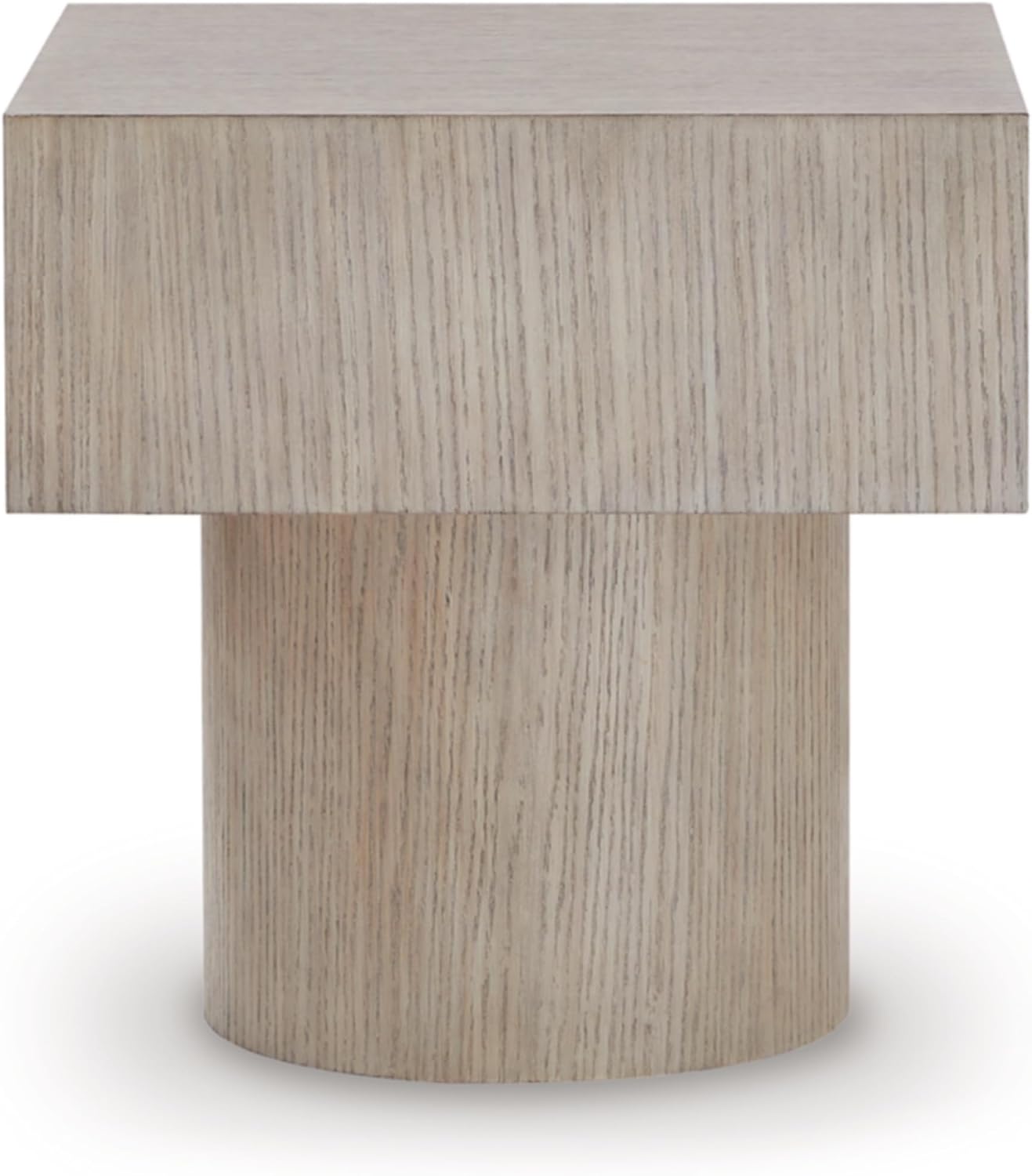 Signature Design By Ashley Jorielyn Contemporary Square End Table, Geometric Silhouette, Hardwood Solids, 24" W x 24" D x 24.13" H, Light Grayish Brown