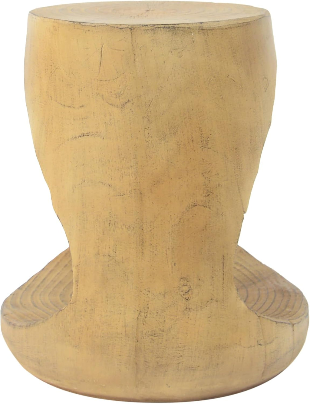 14.5" W Small Hollow Side Table, Wood-Like Texture Accent End Table, Magnesium Oxide (MGO) Finish Round Pedestal Side End Table for Living Room Household Restaurant Homestay - Natrual Oak
