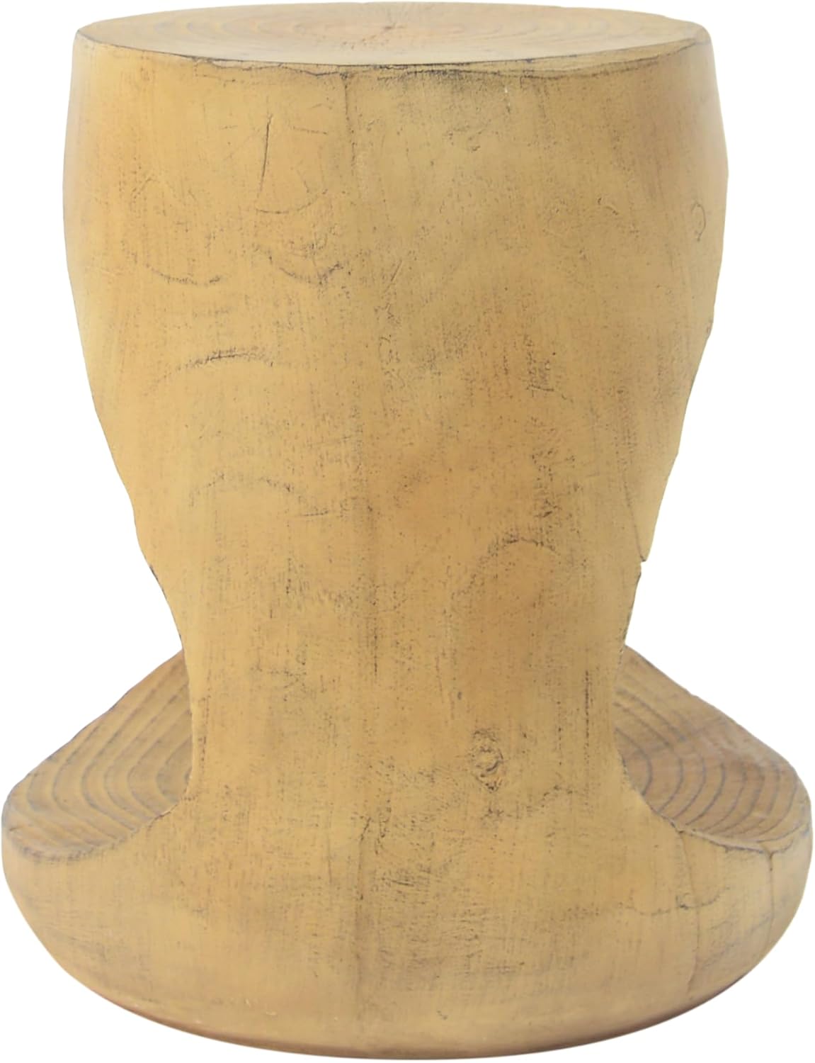 14.5" W Small Hollow Side Table, Wood-Like Texture Accent End Table, Magnesium Oxide (MGO) Finish Round Pedestal Side End Table for Living Room Household Restaurant Homestay - Natrual Oak