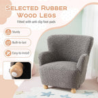 HONEY JOY Toddler Couch, Comfy Kids Chair w/Solid Wooden Frame & Sherpa Fabric, Upholstered Armchair Preschool Furniture, Baby Couch for Playroom, Kids Sofa for Girls Boys (Grey)