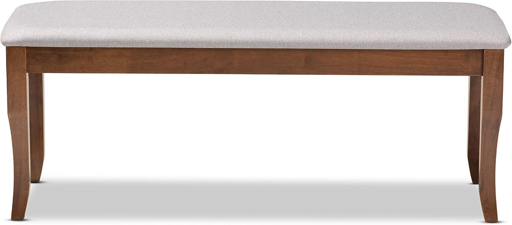 Baxton Studio Cornelie Modern and Contemporary Transitional Grey Fabric Upholstered and Walnut Brown Finished Wood Dining Bench