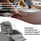 Home Theater Seating, Classic Series Leather Movie Theater Chairs, Power Headrest and Memory with C-Type USB Charger, 7-Color Ambient Lighting and Tray Table, Gray Power Adjustable Recliner(Row of 2L)