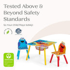 Delta Children Sesame Street Kids Table and 2 Chair Set with Storage, Blue | Greenguard Gold Certified, Kids Table & Chair Set for Toddlers & Children for Arts/Crafts, Snack Time, Durable Activity Table