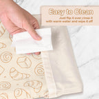 LAKE OF FIRE 16.9"x12.6" Reusable Bread Storage Bags for Homemade Bread with Reusable 2 Sourdough Proofing Covers,Food Cloth Bag Storage Box (Beige + Bread)