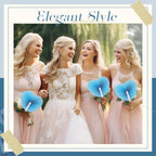 5Pcs Heart-Shaped Paper Fans, Foldable Handheld Fans for Wedding, Bridal Shower, Party Favors & Decorations, Blue/Pink