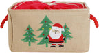 Christmas Basket Large Christmas Gift Baskets Empty Fabric Organizer Bin with Handles, Gift Bags Foldable Holiday Toy Gift Holder for Fireplace, Kids Room, Home Decor