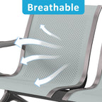 Peach Tree Airport Reception Waiting Room Chair with Arms for Reception Room, Office, Barber Bench in Bank Hospital and Market (2 Seats, Silver)