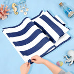 Beach Sling Chair Replacement Canvas, 16x44.5 Inch Folding Lounge Chair Fabric with Pillow for Beach/Sunbathing/Courtyard/Garden [Striped Dark Blue, Only Replacement]