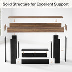 Tribesigns 63" Console Table, Farmhouse 2-Tier Entryway Table with U-Shaped Base, Narrow Long Wood Behind Couch Table for Living Room, Hallway, Foyer, Dark Brown & Black