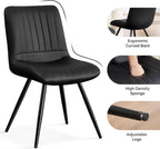 Black Dining Chairs Set of 4, Dining Chairs with Thick Cushions, PU Leather Upholstered Kitchen Dining Room Chairs with Metal Legs for Dining Living Room