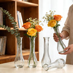 Glass Bud Vases for Centerpieces, 6 Pack Clear Small Flower Vases for Wedding Decorations and Indoor Home Decor, Hurricane Candle Holder for Table Shelf, Party