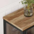 BON AUGURE Coffee Bar Cabinet with Storage for Home Kitchen, Rustic Liquor Cabinet for Entryway, Small Industrial Buffet Sideboard Cabinets for Dining Room (Vintage Oak)