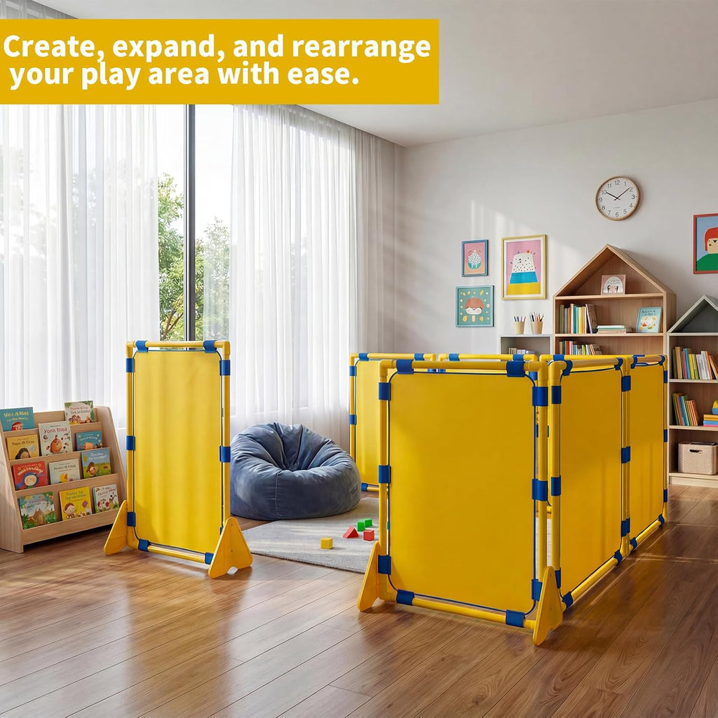2 Pack Play Panel - Classroom Dividers for Room Separation, Versatile Dividers for Kids & Learning Spaces, Easy-Assemble Room Divider for Class (Yellow)