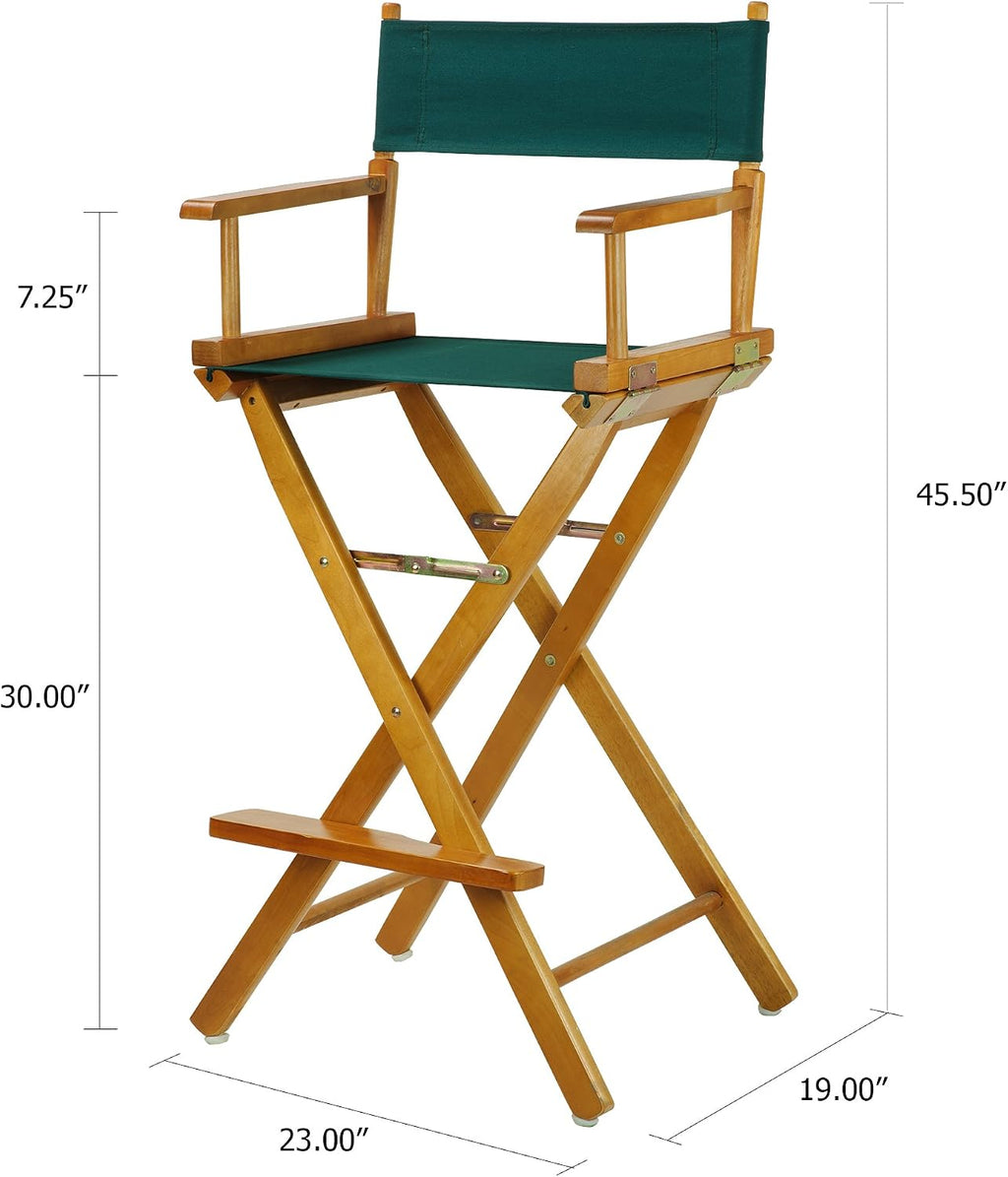 Casual Home 30" Director's Chair Honey Oak Frame-with Hunter Green Canvas, Bar Height