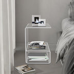 Modern Acrylic Side Table, 3-Tier End Table for Small Spaces, Clear Bedside Tables with 22lbs Capacity for Living Room, Bedroom, Bathroom, Apartment