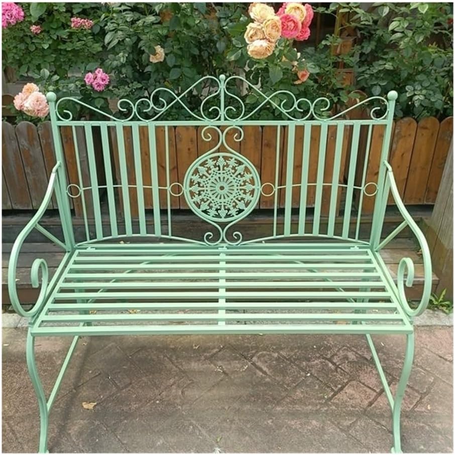 Benches, Outdoor Wrought Iron Furniture Set, Garden Balcony Chair & Coffee Table for Courtyard Villa