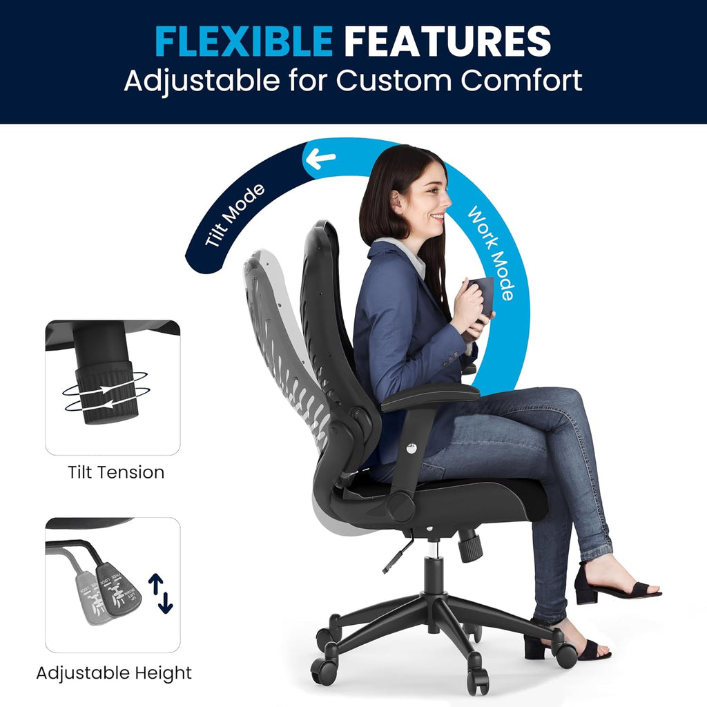Flash Furniture Kale High Back Designer Black Mesh Executive Swivel Ergonomic Office Chair with Adjustable Arms