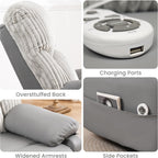 GRAINELL Power Recliner Chair with Massage and Heat, Electric Recliner Nursery Rocking Chairs, USB, Gliding & 270° Swivel Recliner, for Living Room Nursery Chair, Grey