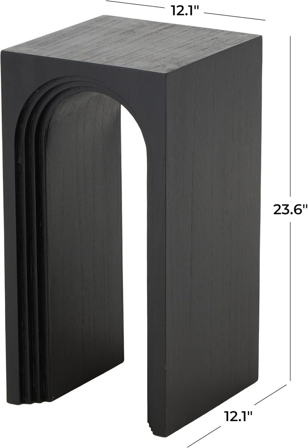 Deco 79 Wood Side End Accent Table Cutout Arch End Table, Side Table 12" x 12" x 24", Black