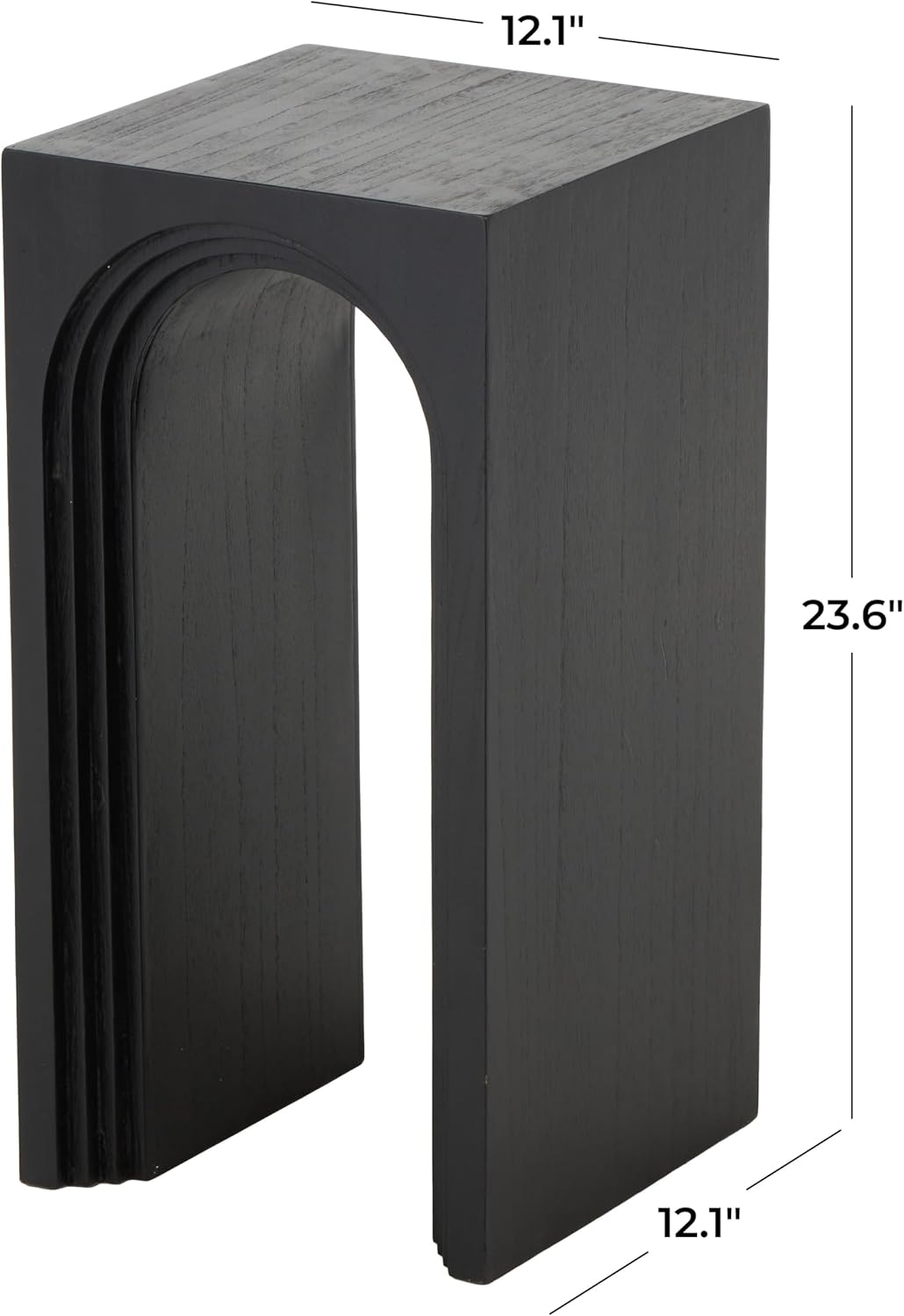 Deco 79 Wood Side End Accent Table Cutout Arch End Table, Side Table 12" x 12" x 24", Black