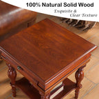 YUNMUAIR-Solid Wood Side Table with Drawer Square Vintage End Tables Living Room,Victorian Style Bedside Nightstand,Sofa Tables with Storage Shelf,Telephone Table for Living Room,No-Tools Assembly