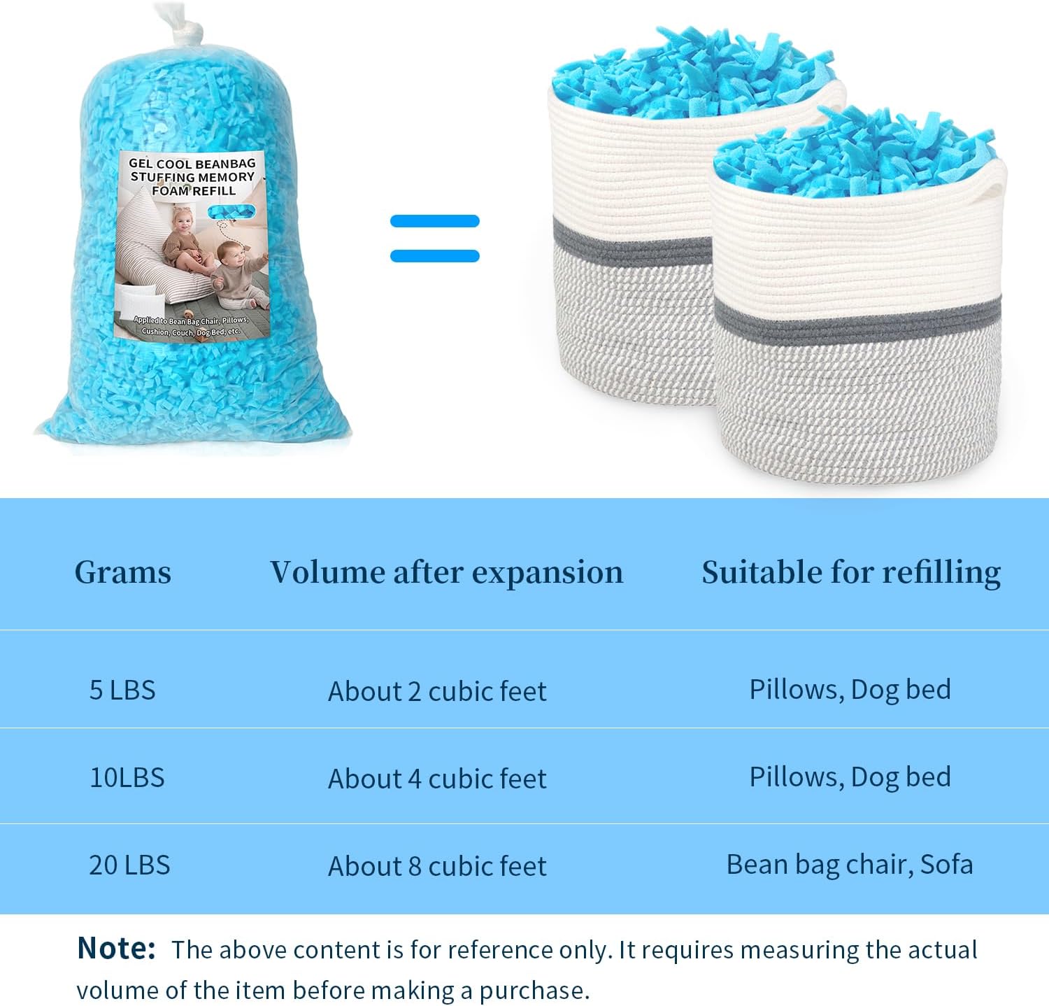 Bean Bag Filler, 10lbs Shredded Memory Foam Filling, Soft Pillow Stuffing Bean Bag Refill Foam for Couch, Cushion, Stuffed Animals, Dog Bed, Arts Crafts