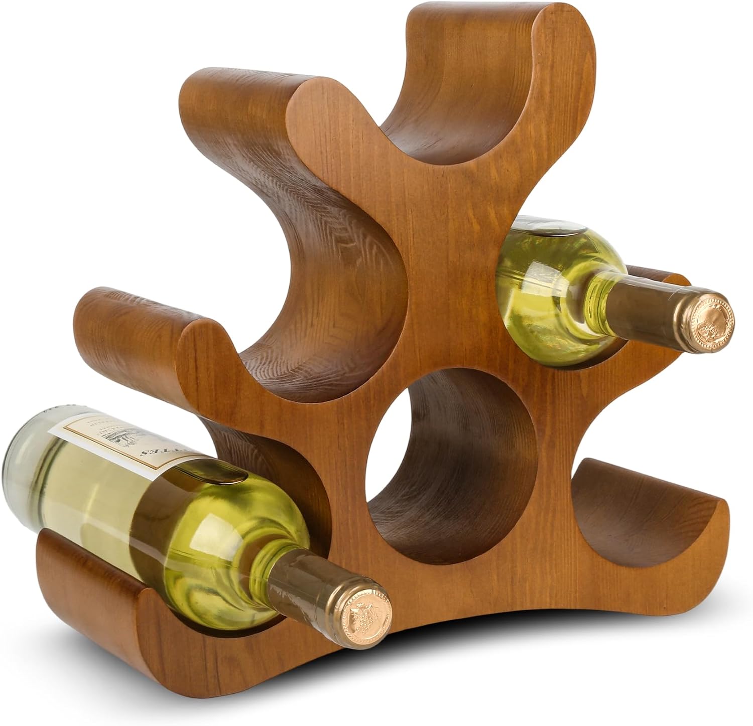 Countertop Wine Rack - 6 Bottle Wooden Wine Rack - Freestanding Wine Bottle Holder Stand - Wine Storage Rack for Cabinet Pantry Bar Kitchen