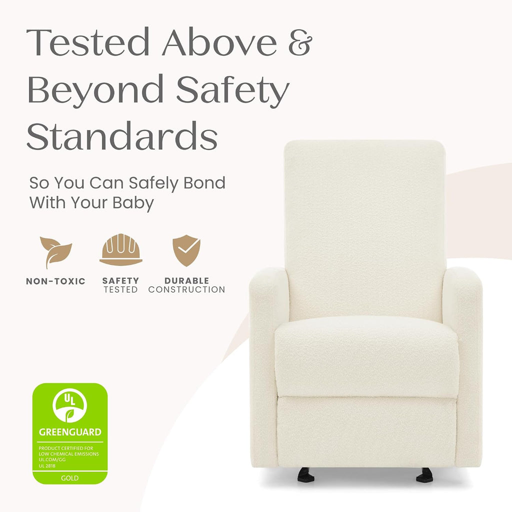 Delta Children Dove Recliner Chair – Manual Recliner with 2 Positions and Glide Motion - Greenguard Gold Certified, Pearl Boucle
