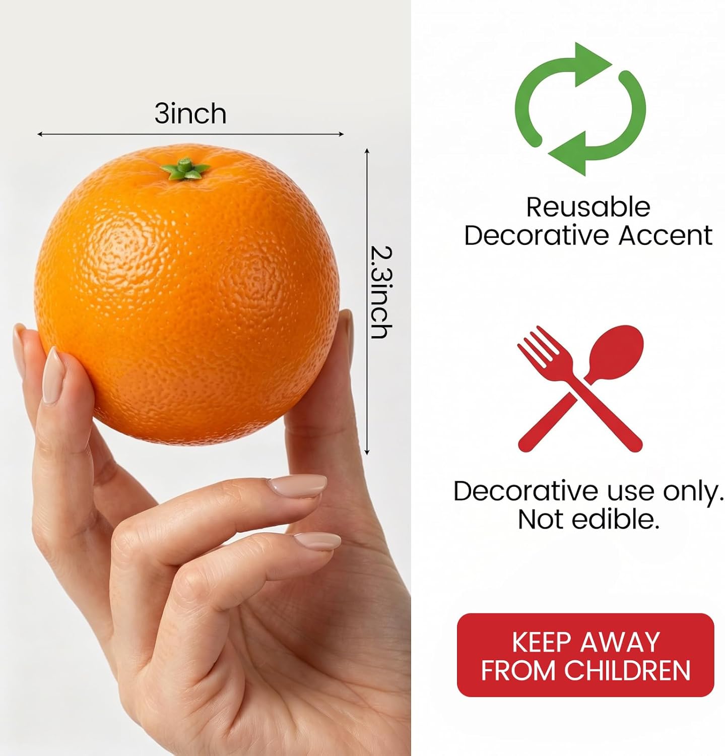 HAKSEN 12 PCS Fake Oranges, Artificial Fruits for Decoration Lifelike Fake Fruit Faux Oranges for Home Kitchen Cabinet Decor Photography Prop