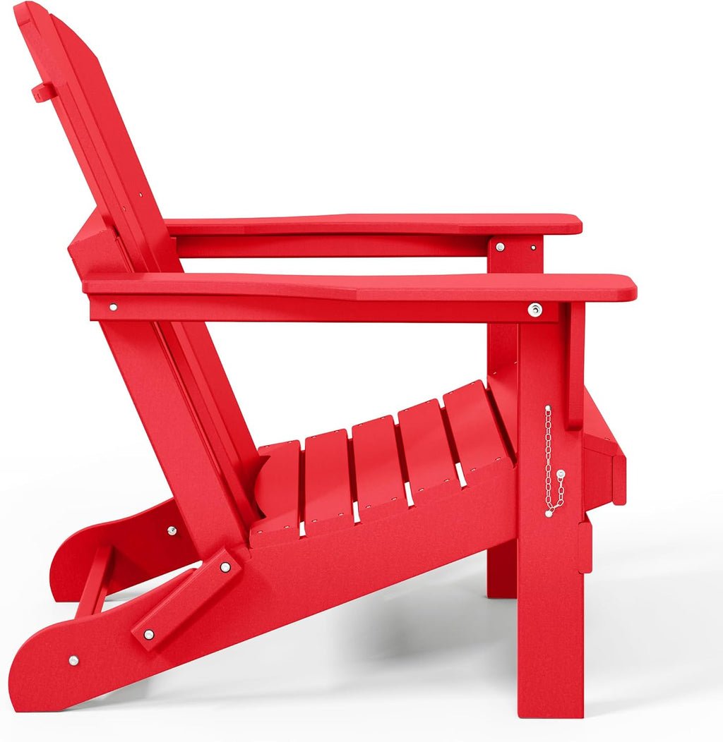 WestinTrends Malibu 2 Piece Set Outdoor Folding Poly Adirondack Chair, Red