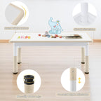 DOREROOM Toddler Table, 7 Level Height Adjustable Kids Play Furniture for Ages 3-8, Rectangular Plastic, 23.6" W x47.2 L, Multi-Activity Desk with Graffiti Desktop for Home & Daycare