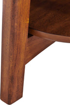Alaterre Furniture Monterey End Tables – Set of 2 Round Side Tables with Storage Shelf – Mid-Century Modern Nightstand & Accent Table for Living Room or Bedroom (Warm Chestnut)